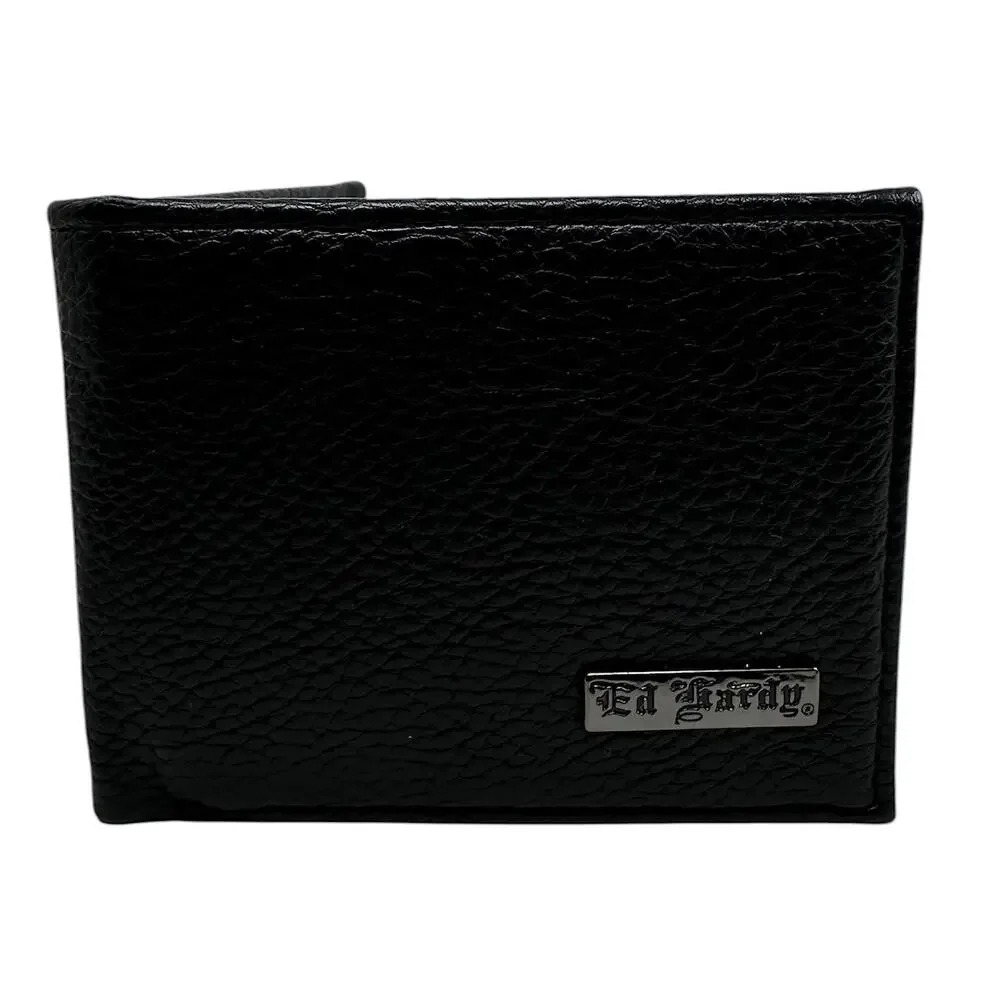 Ed Hardy Men's Bifold Black Wallet With Valet Tray Gift Box